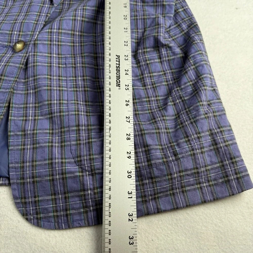 Eddie Bauer Mens XL Purple Plaid Cotton Blazer Single Button Vintage Jacket